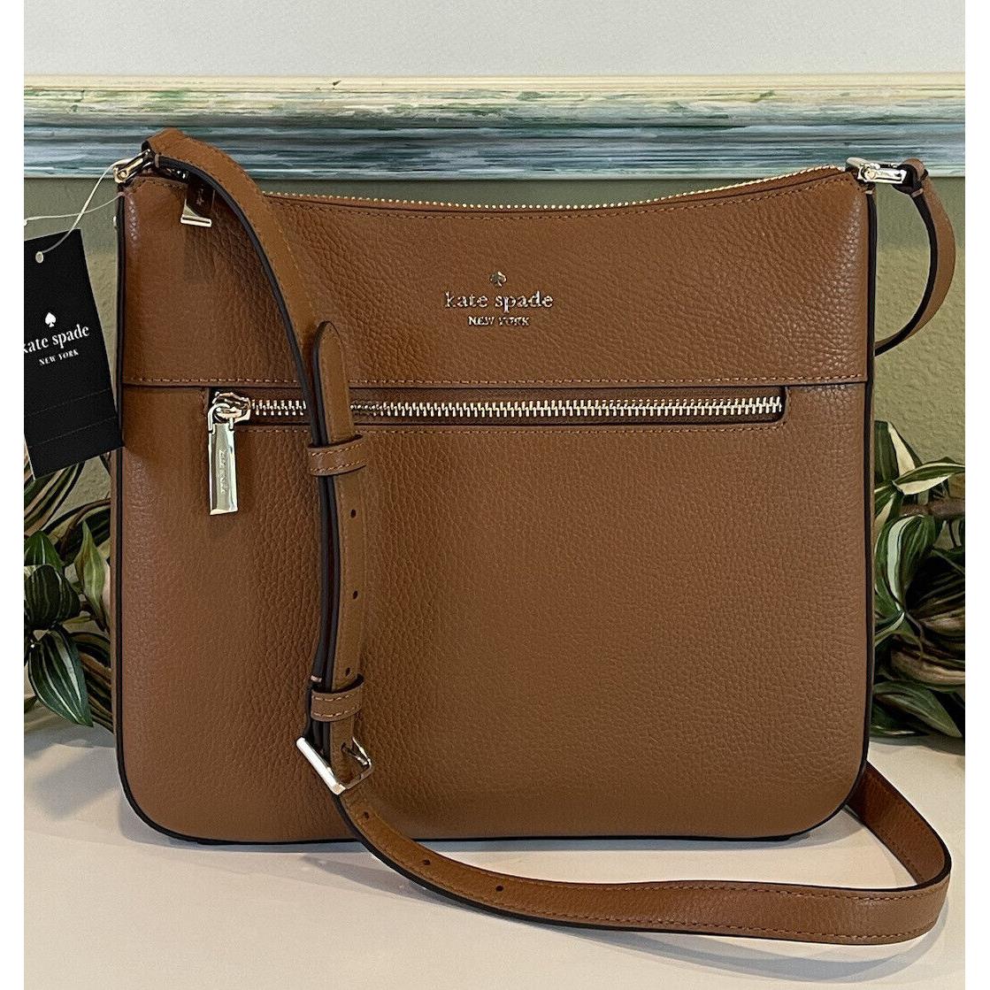 Kate Spade Leila Swingpack Crossbody Messenger Bag Brown Gingerbread Leather