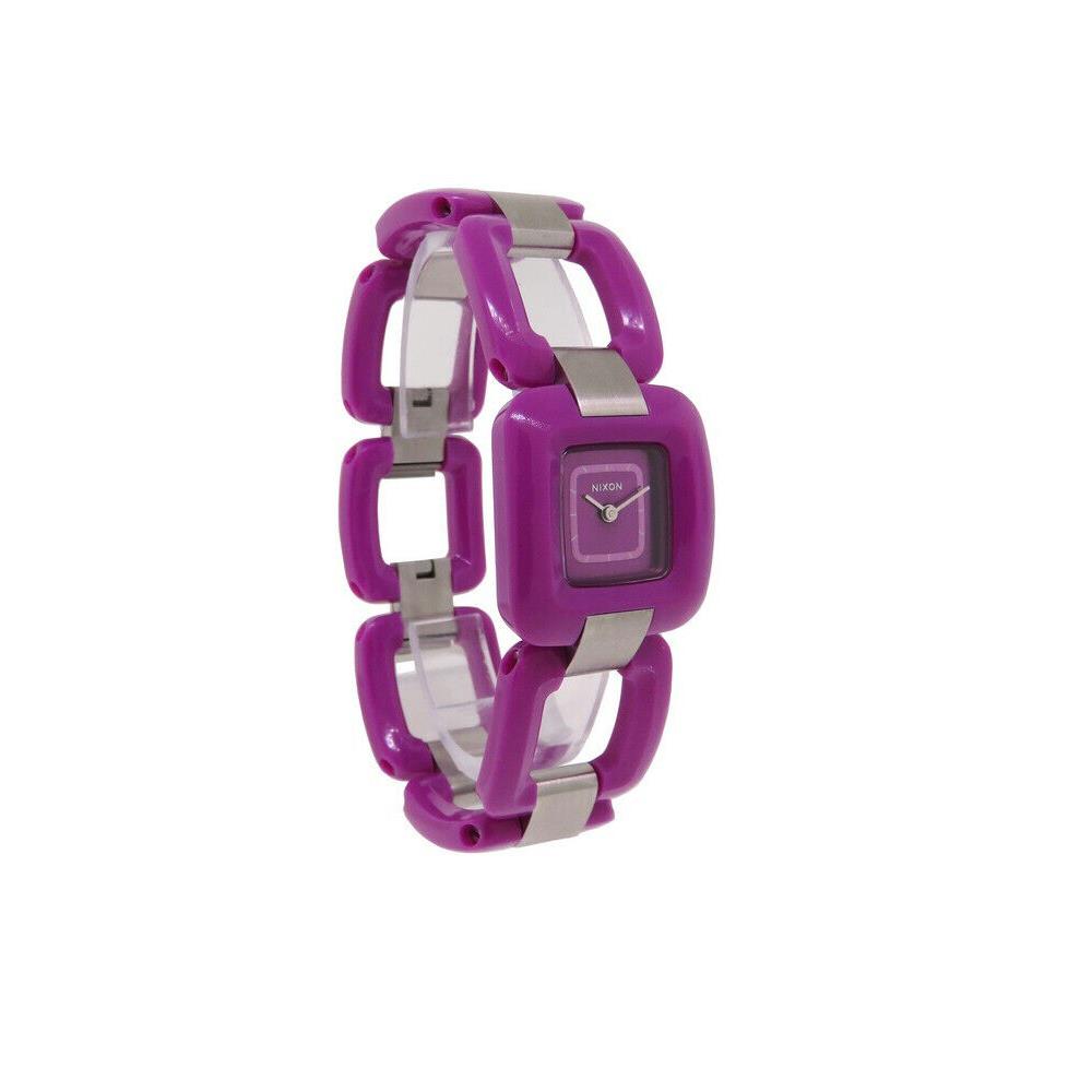 Nixon A248 698 The Sisi Women`s Purple Plastic Square Open Link Analog Watch