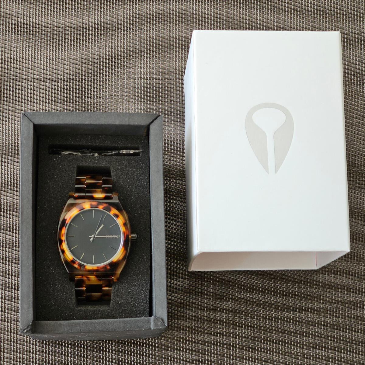 Nixon Unisex A327-646 Tortoise Shell Style Watch with Black Dial Battery