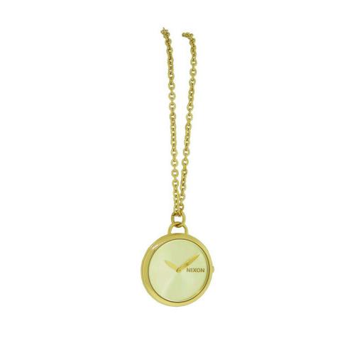 Nixon A728 502 Spree Pendant Women`s Gold Tone Round Analog Watch Necklace