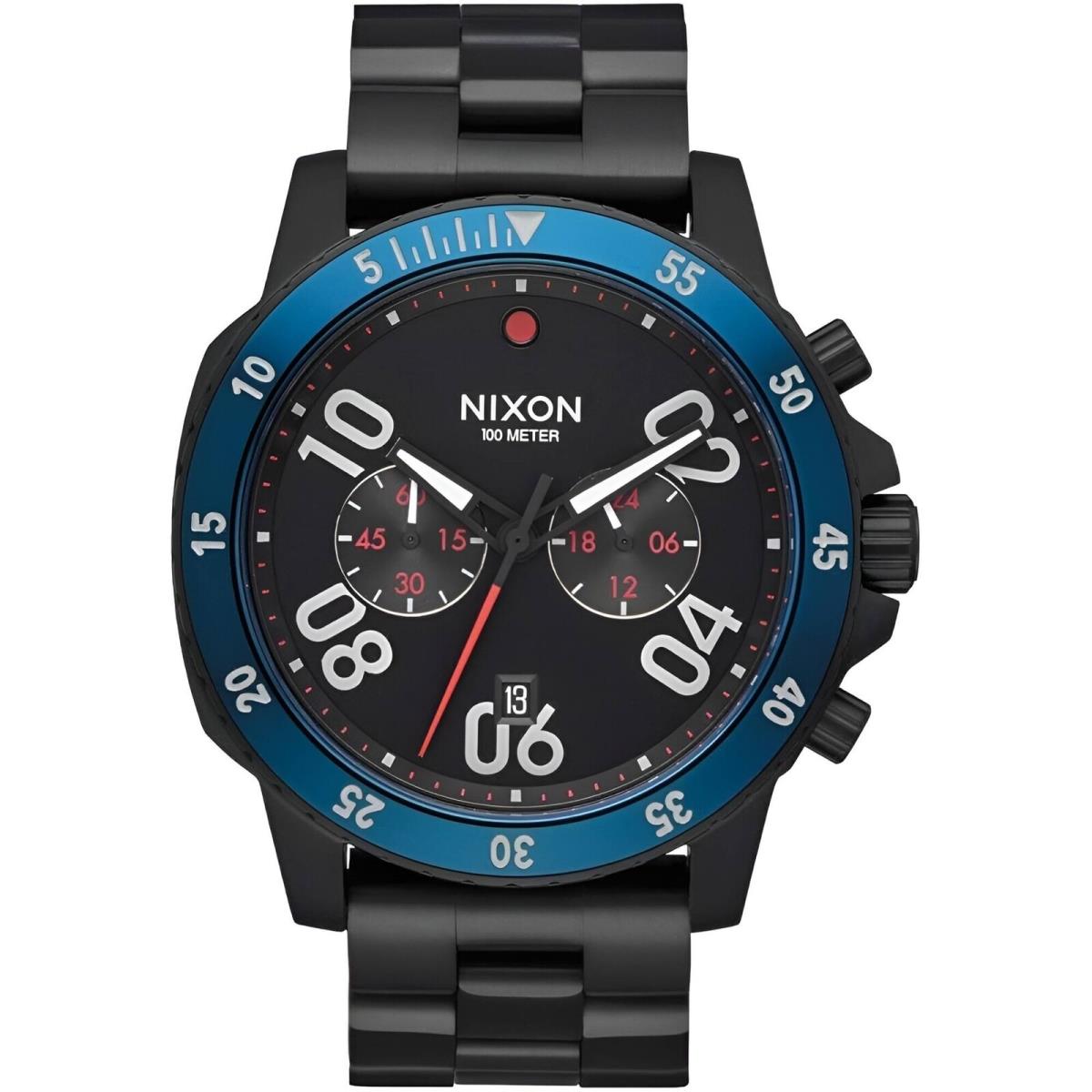 Nixon Men`s Watch Ranger Quartz Chronograph Black Dial Steel Bracelet A549-602