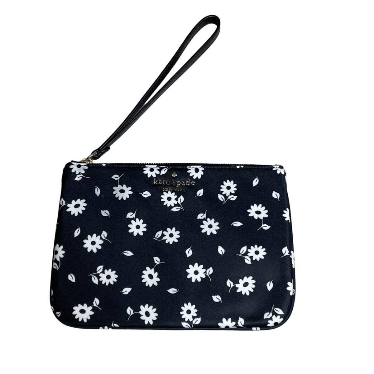 Kate Spade Chelsea Black Daisy Print Medium Wristlet Pouch Bag