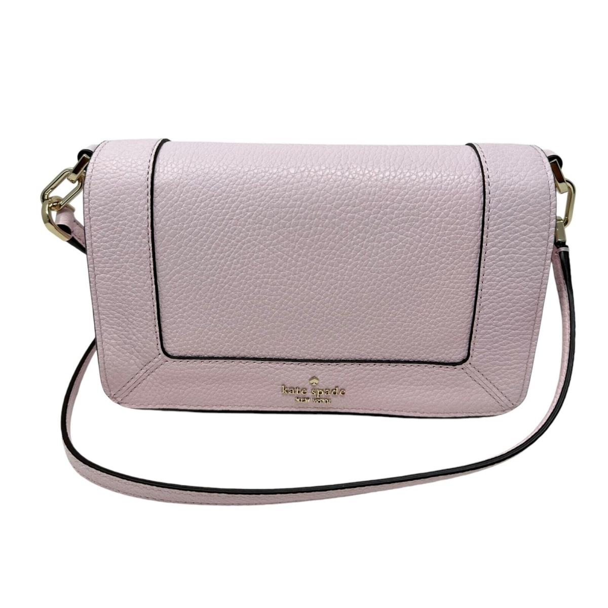 Kate Spade Lena Mini Flap Shimmer Pink Pebble Leather Crossbody Bag KH784