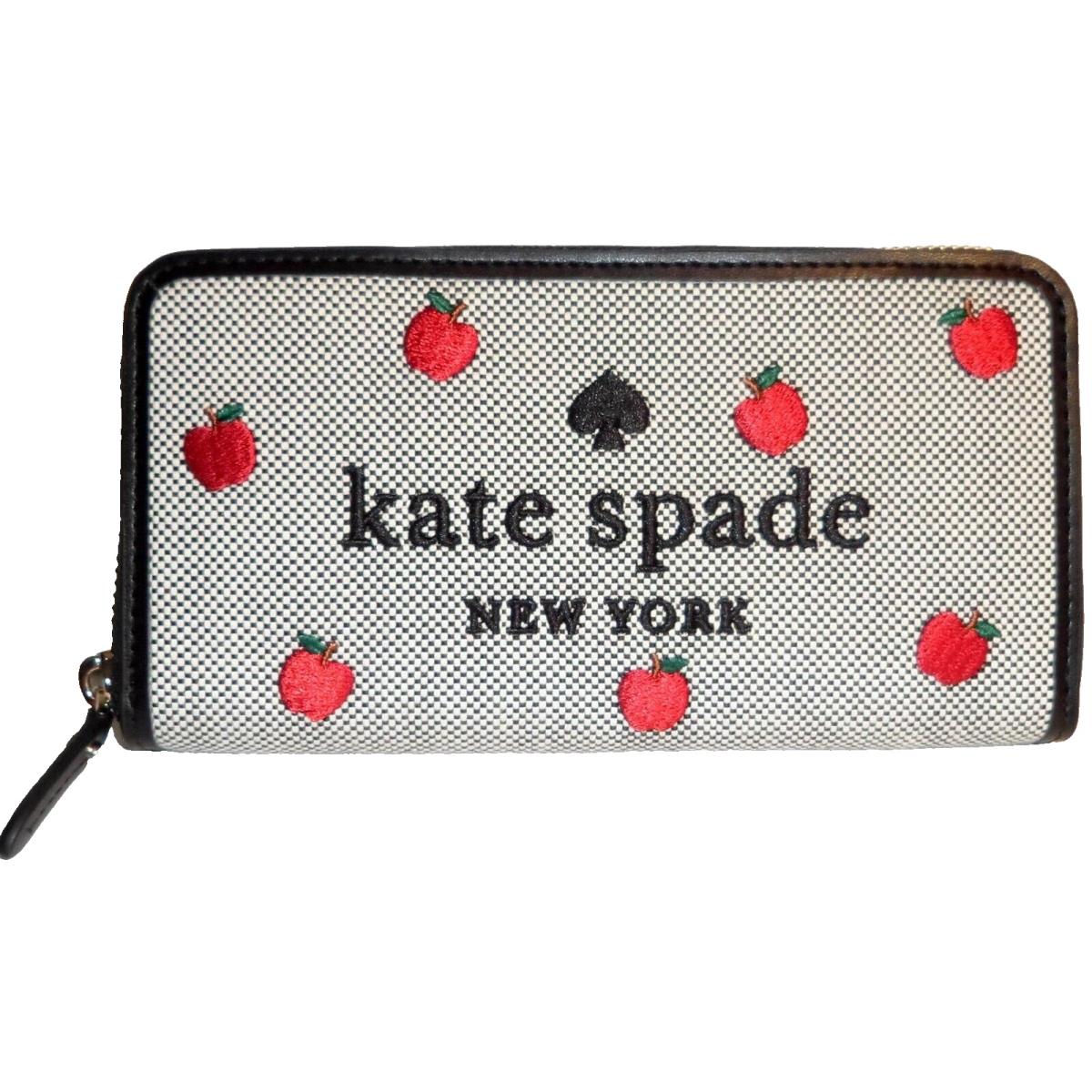 Kate Spade Ella Apple Toss Embroidered Zip-around Wallet