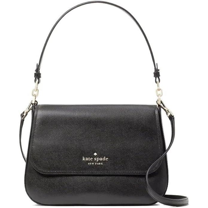 Kate Spade New York Staci Colorblock Saffiano Leather Flap Shoulder Bag Black