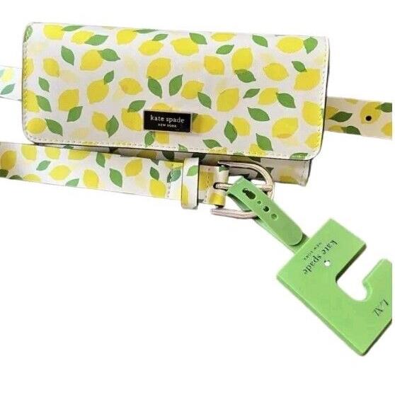 Kate Spade Leather Belt Bag Lemon Print Fanny Pack L/xl Leather Flap