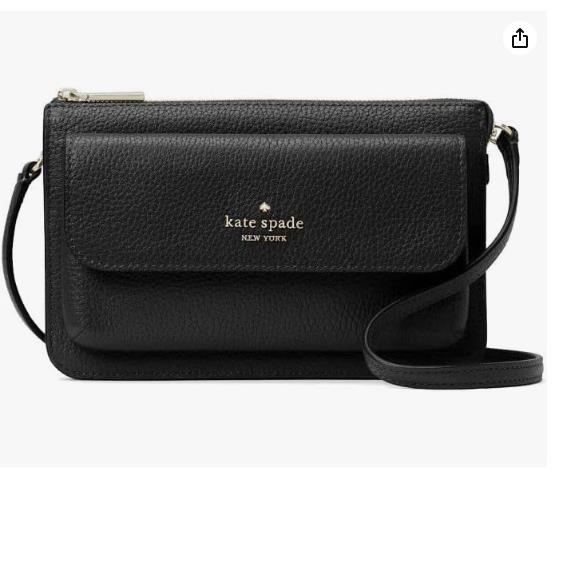 Kate Spade Leila Small Flap Crossbody Bag Black Leather Purse K8283