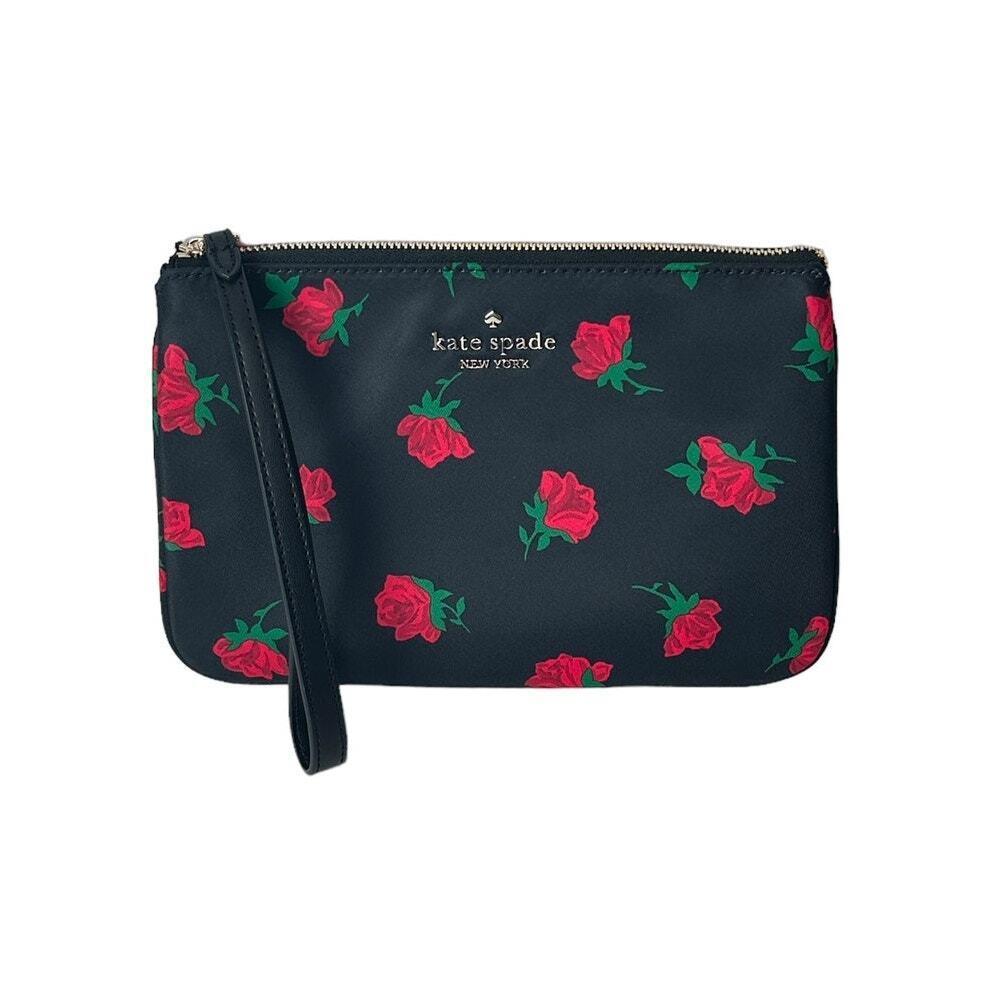 Kate Spade Chelsea Rose Toss Printed Medium Nylon Wristlet Pouch