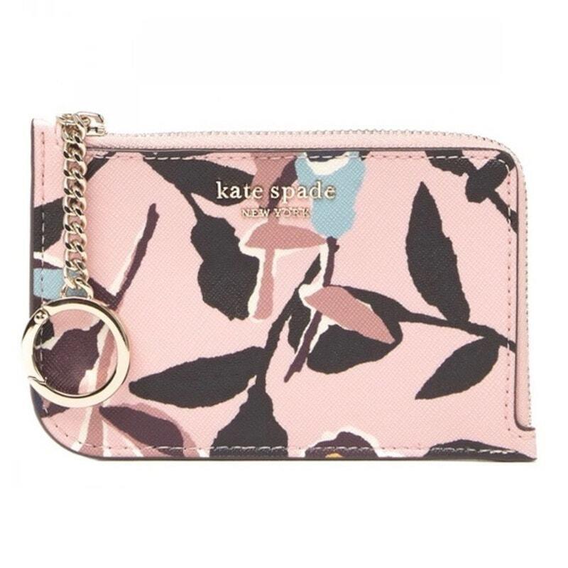 Kate Spade Cameron Paper Rose Card Holder Wallet with Key Ring