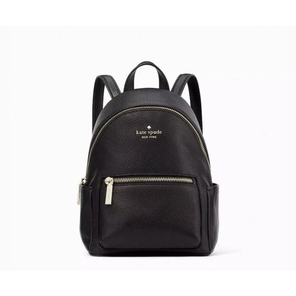 Kate Spade Leila Mini Black Pebbled Leather Dome Backpack Bag