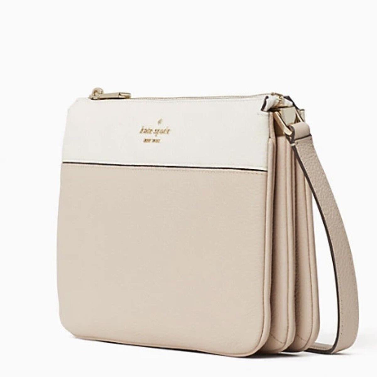 Kate Spade Leila Colorblock Triple Gusset Crossbody Warm Beige Mint New