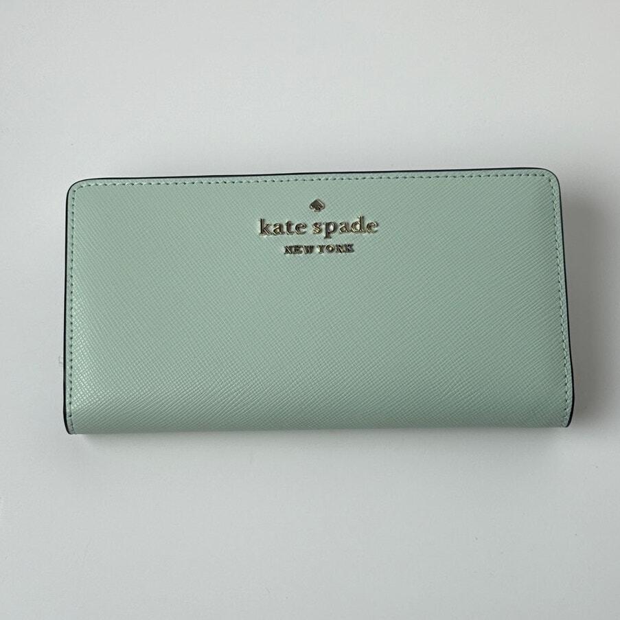 Kate Spade Crystal Blue Staci Large Slim Bifold Wallet Nwot