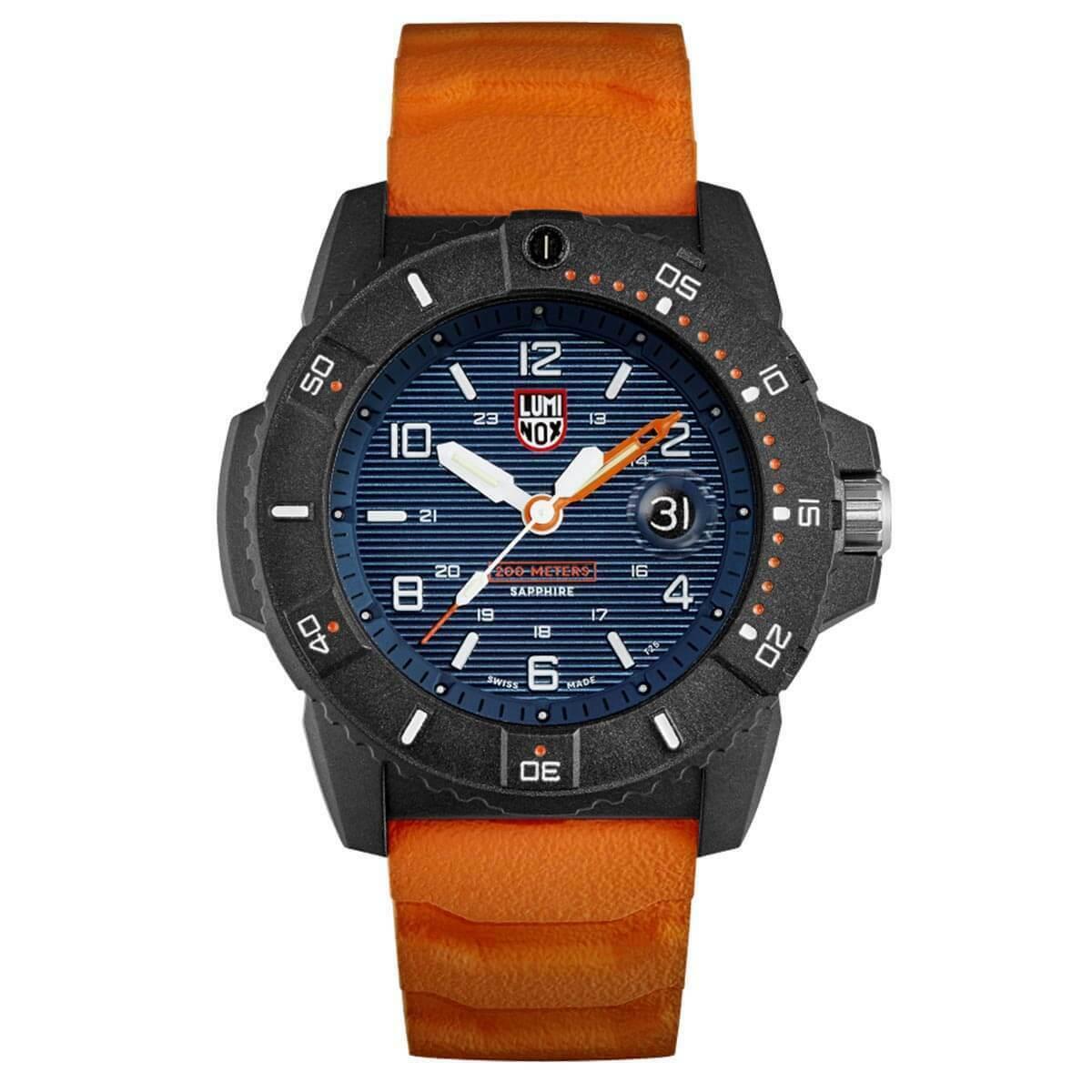 Luminox Navy Seal 3600 Series Men`s Watch Quartz Orange Rubber Strap 3603