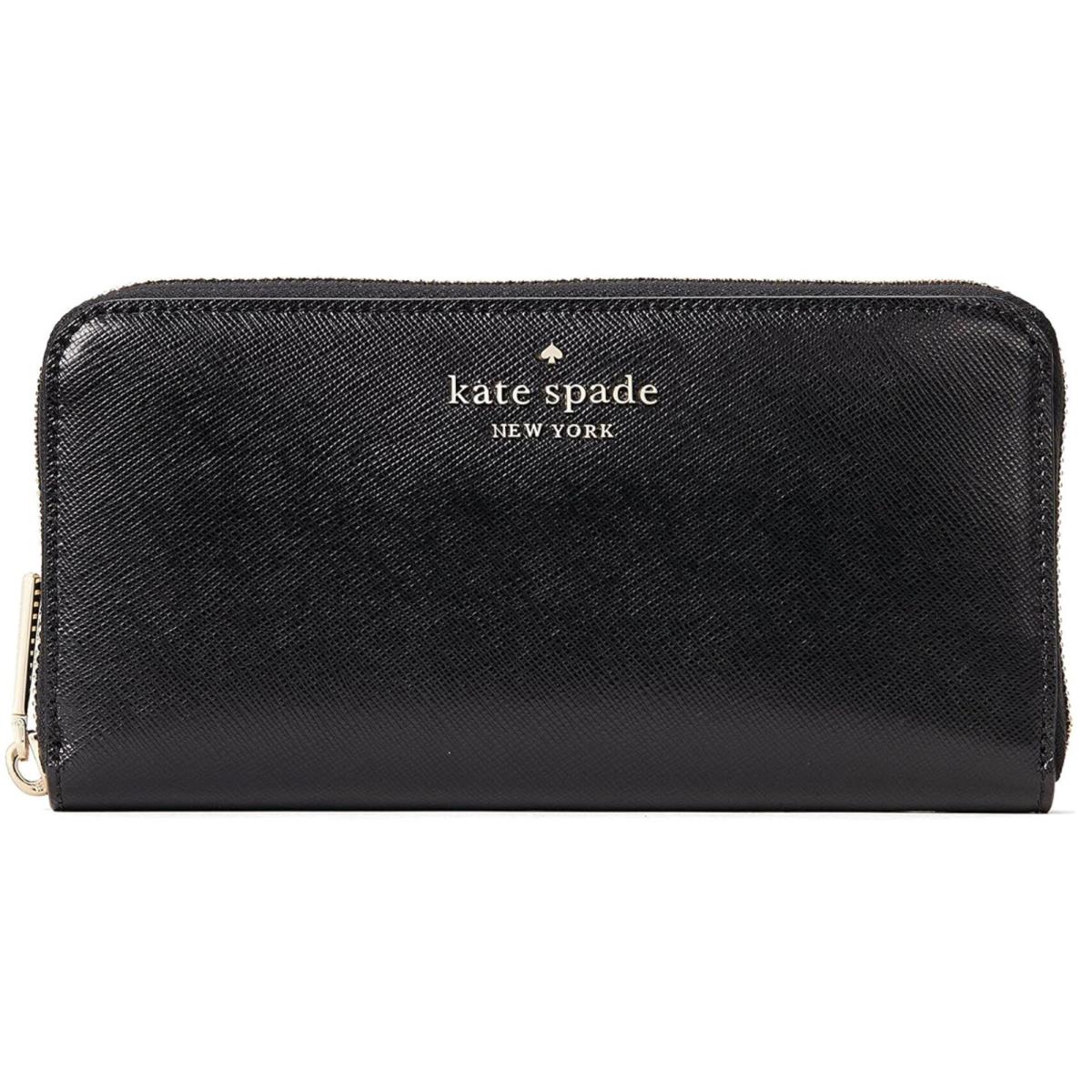 Kate Spade Staci Large Continental Wallet Black Saffiano Leather WLR00130