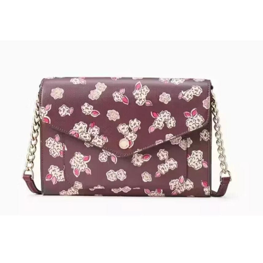 Kate Spade Frosted Floral Tinsel Flap Crossbody/clutch Bag in Deep Berry