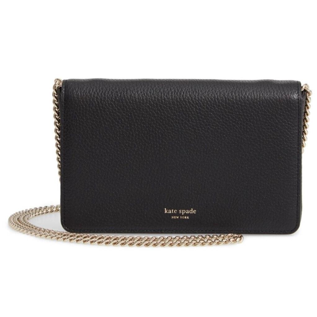 Kate Spade New York Shirley Leather Chain Wallet Crossbody Bag Clutch Black