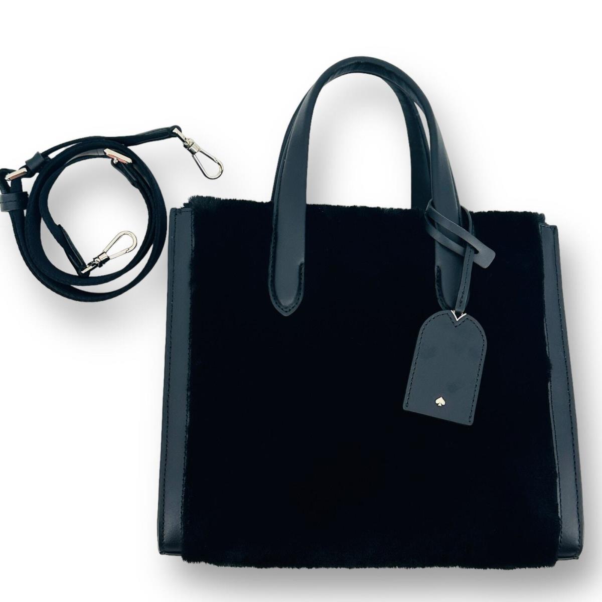 Kate Spade Manhattan Black Fur Tote Bag with Adjustable Crossbody Strap