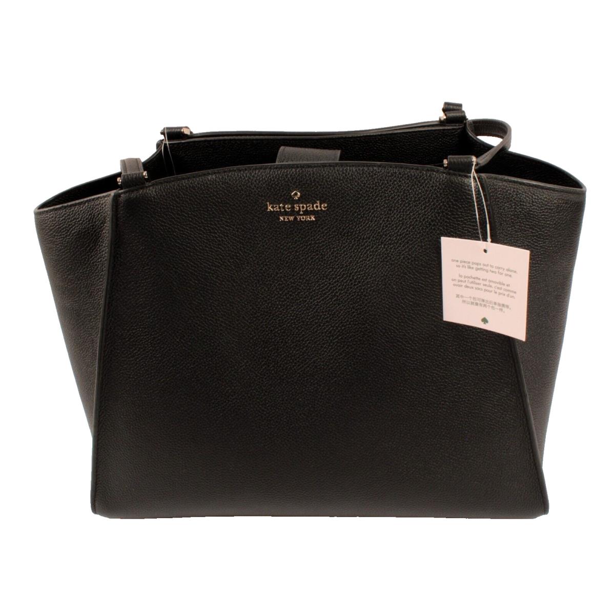 Kate Spade Brim Pebble Leather Laptop Tote Detachable Laptop Sleeve Black