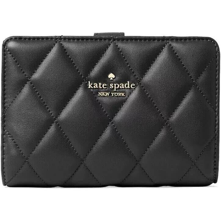 Kate Spade Carey Quilted Leather Medium Compact Bifold Wallet Black