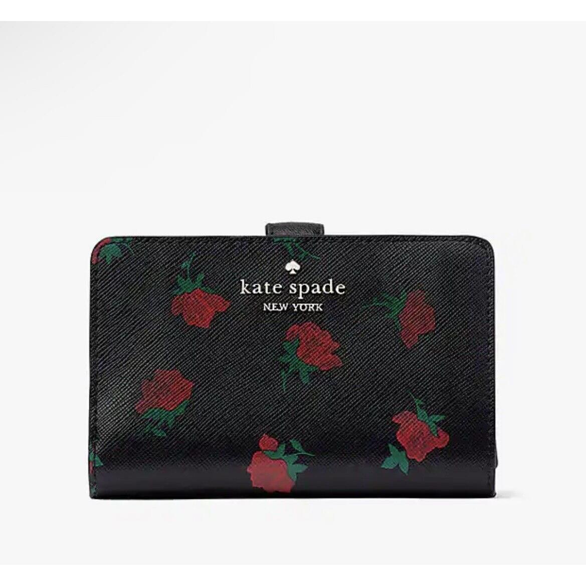 Kate Spade New York Madison Rose Toss Medium Compact Bifold Wallet KE640 Floral