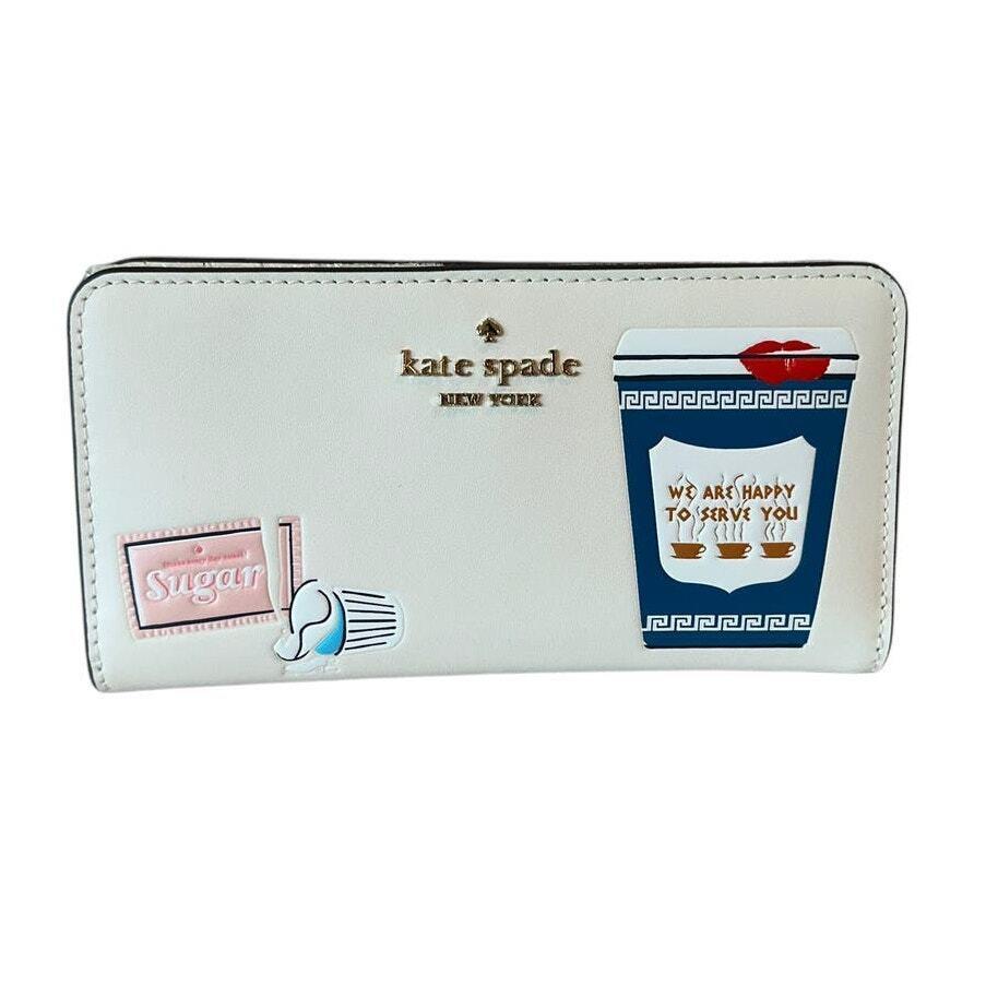 Kate Spade Coffee Break Large Slim Bifold Wallet in Cream