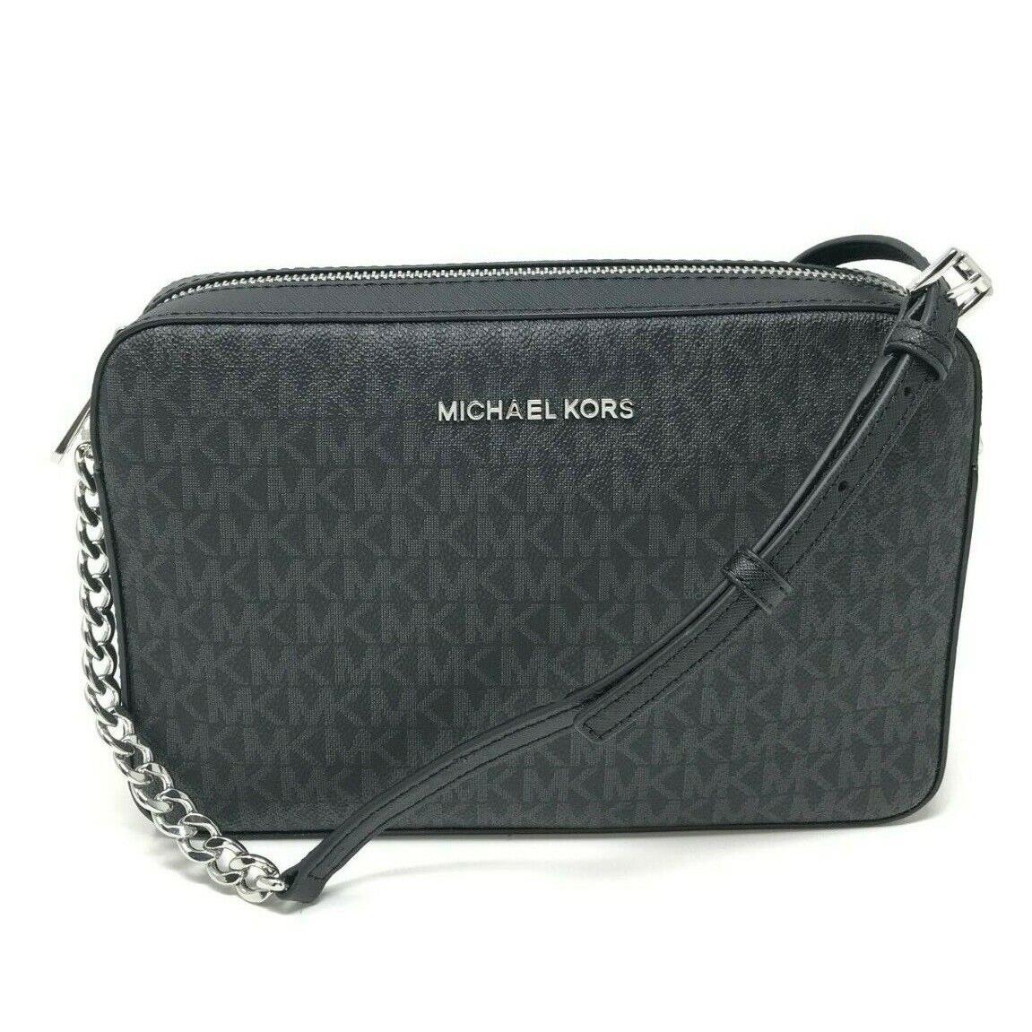 Michael Kors Jet Set Item Large East West Crossbody Chain Handbag Clutch Black Signature