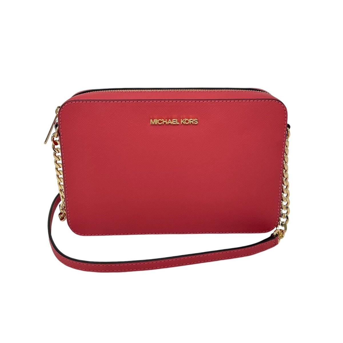 Michael Kors Jet Set Item Large East West Crossbody Chain Handbag Clutch Light Berry Sorbet/Gold Tone