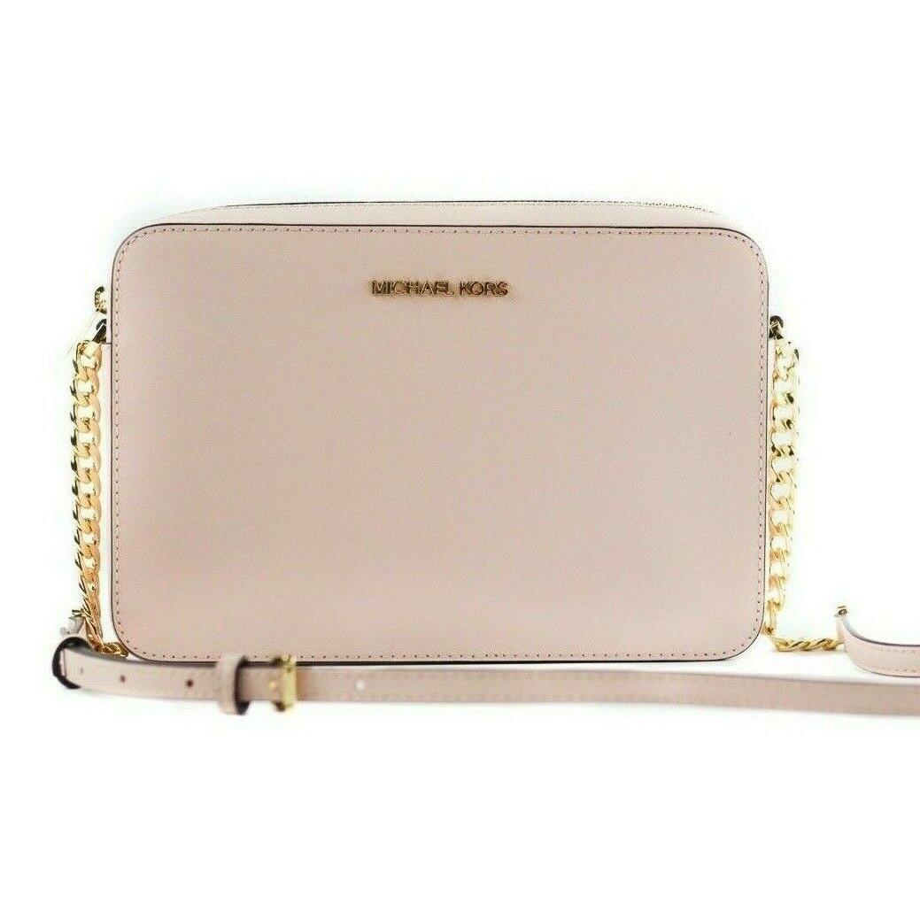 Michael Kors Jet Set Item Large East West Crossbody Chain Handbag Clutch Powder Blush/Gold Tone