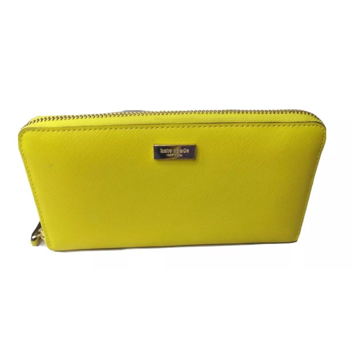 Kate Spade Neda Newbury Lane Zip Around Wallet Neon Yellow WLRU1498