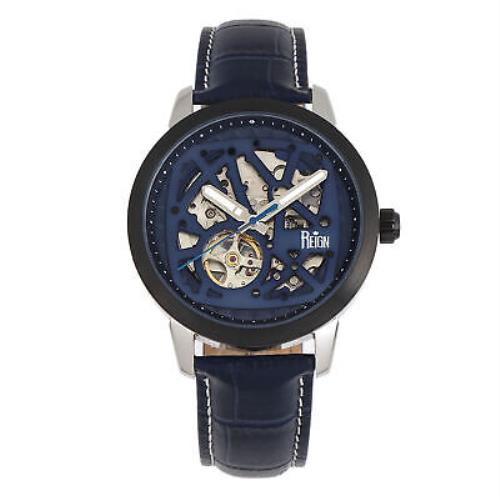 Reign Rudolf Automatic Skeleton Leather-band Watch - Navy