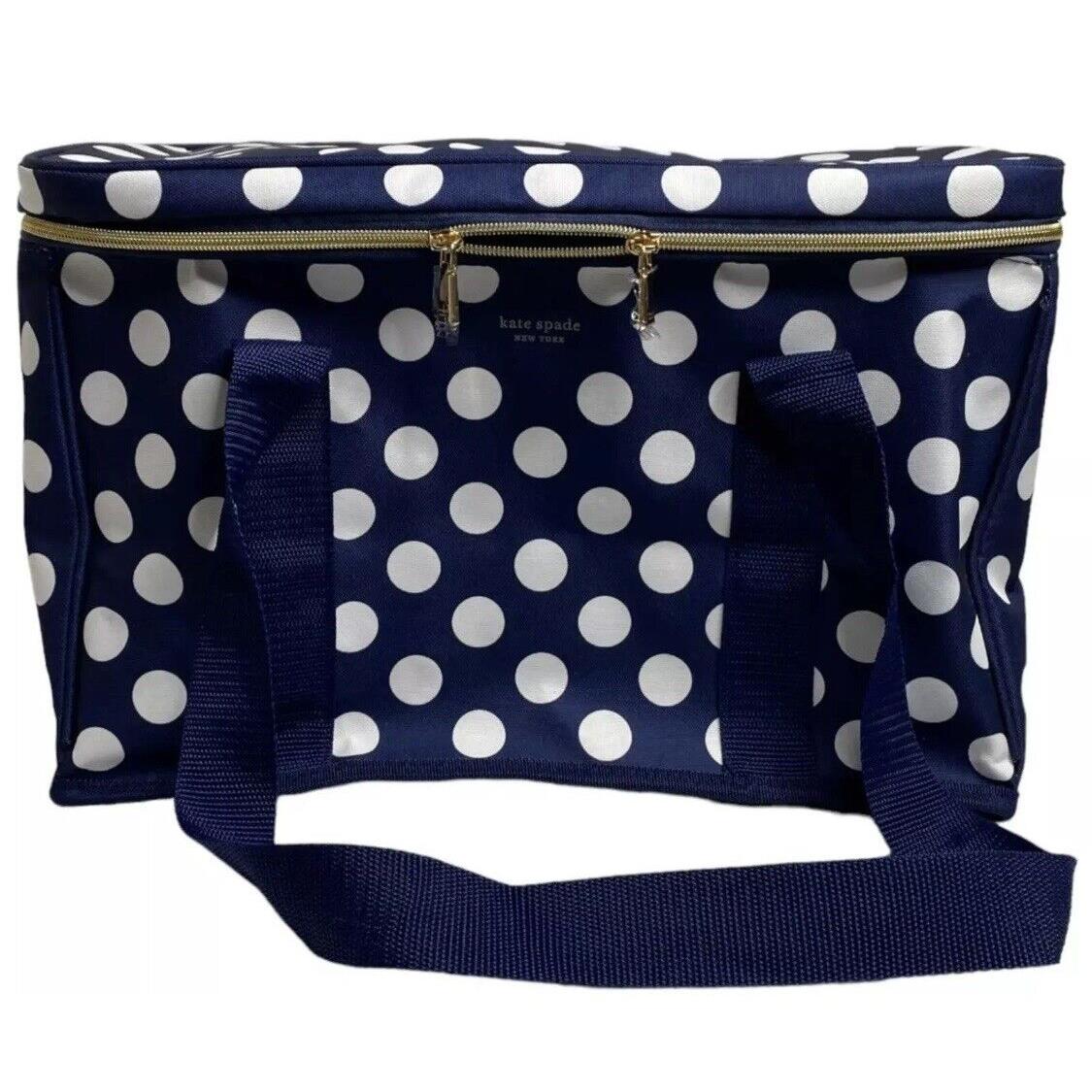 Kate Spade York Insulated Cooler Tote Bag Navy White Jumbo Polka Dots