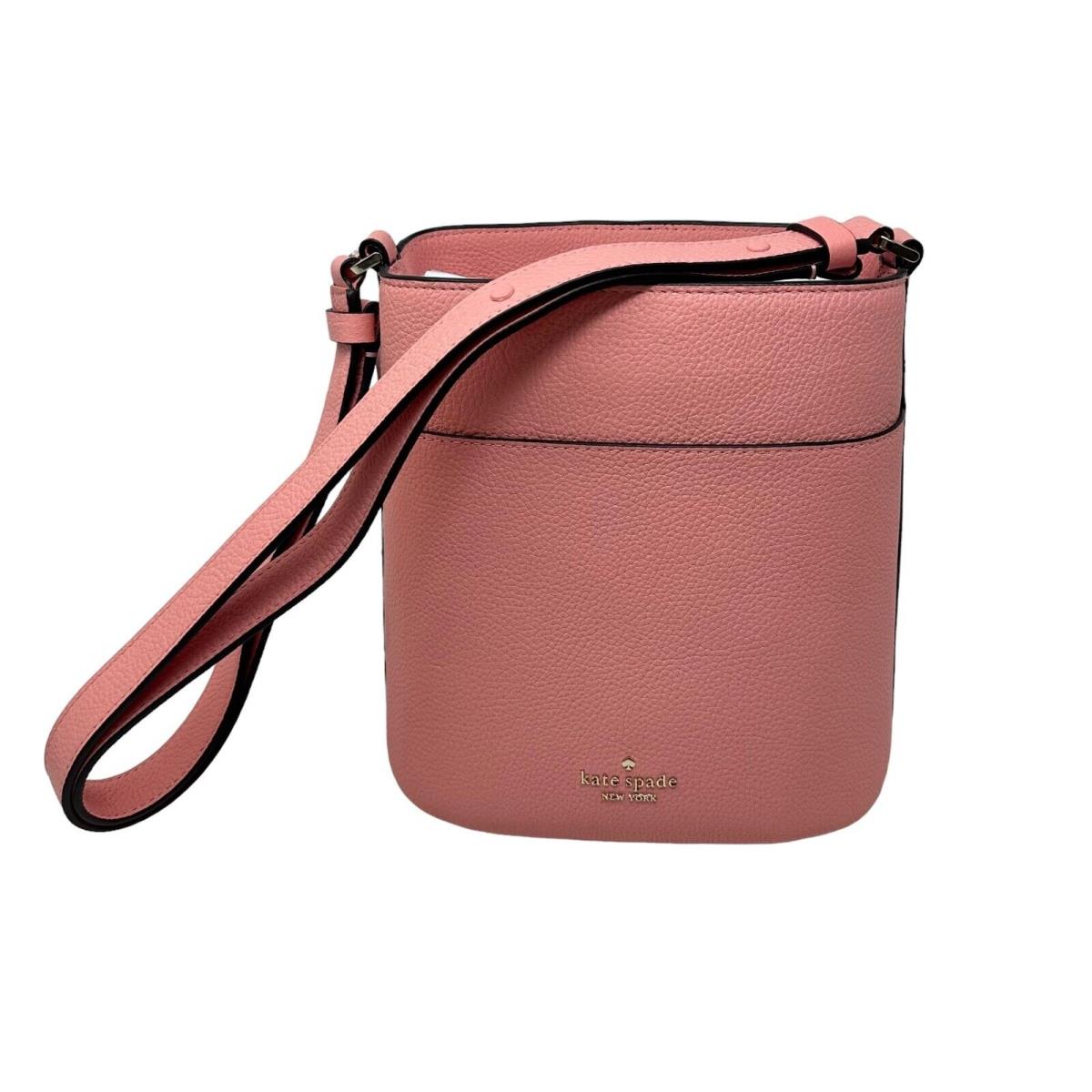 Kate Spade Leila Small Bucket Crossbody Bag Peachy Rose Leather KE489 - Exterior: Peachy Rose