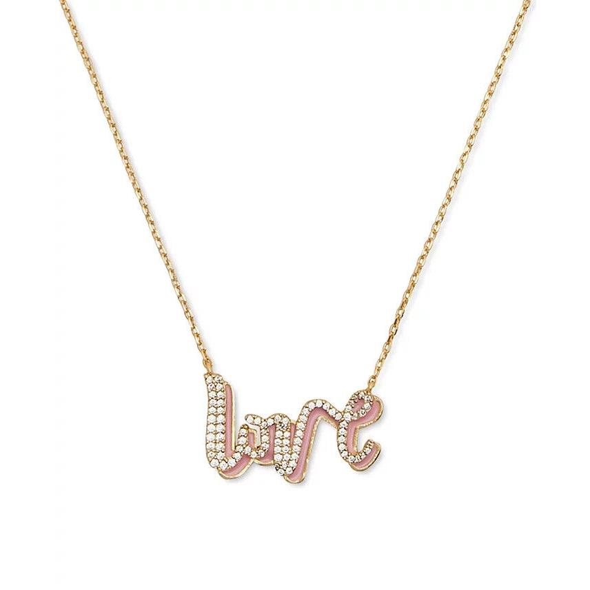 Kate Spade New York Say Yes Love Pendant Necklace Pink Gold Tone 16 + 3