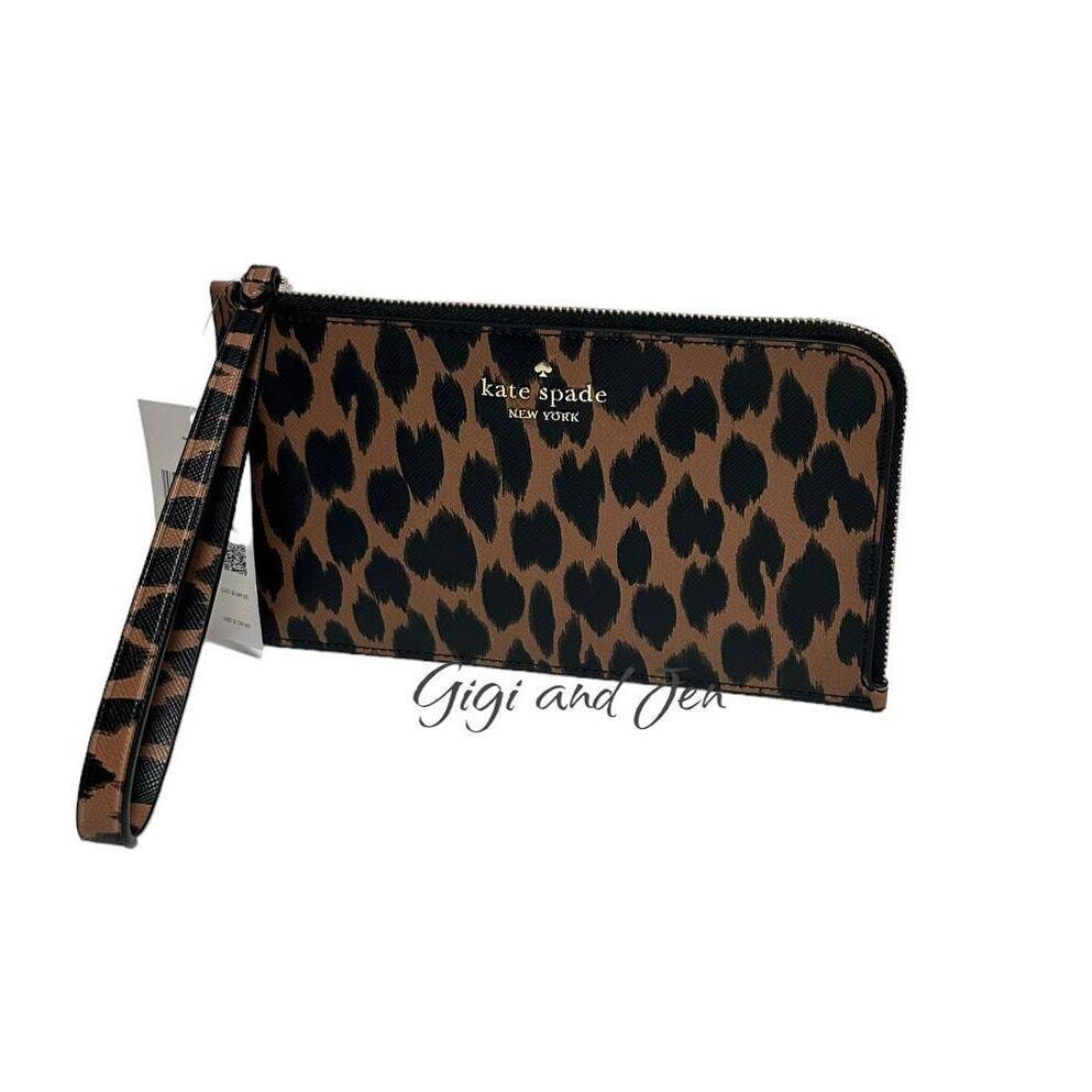 Kate Spade Leopard Printed Lucy Medium L-zip Wristlet