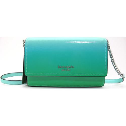 New Kate Spade Morgan Ombre Saffiano Flap Chain Wallet Crossbody Mint Liquid