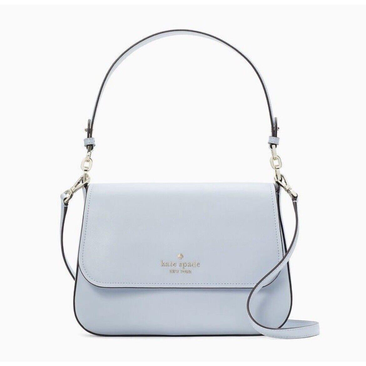 Kate Spade Staci Colorblock Saffiano Leather Flap Shoulder Bag Pale Hydra