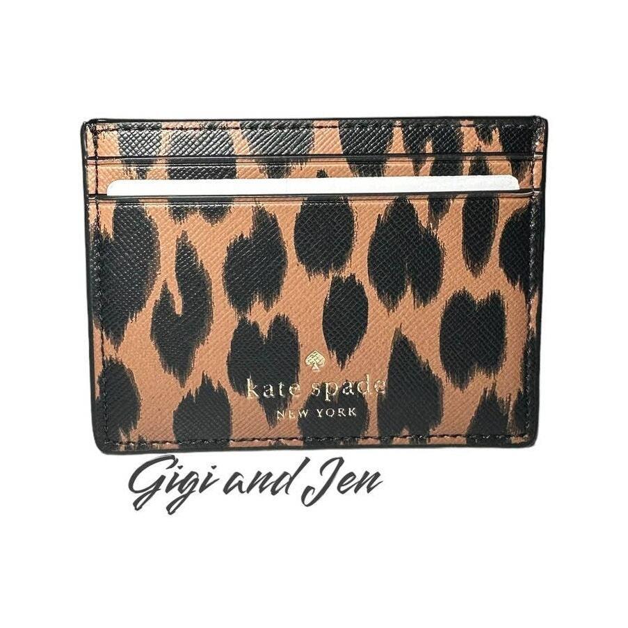 Kate Spade Schuyler Small Slim Card Holder Animal Spotted Leopard