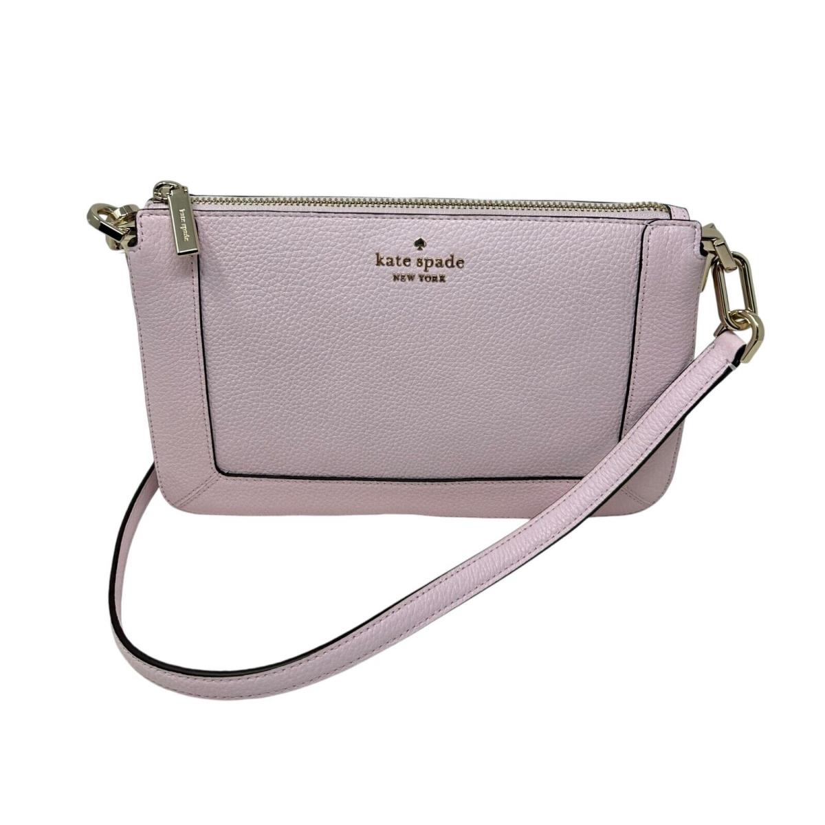 Kate Spade Lena Double Compartment Shimmer Pink Leather Crossbody Bag KH430