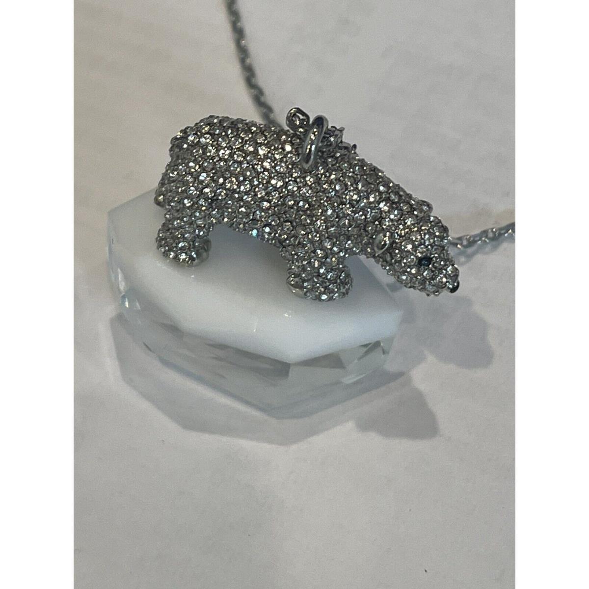 Kate Spade Arctic Friends Polar Bear Pave Crystal Pendant Necklace New Winter