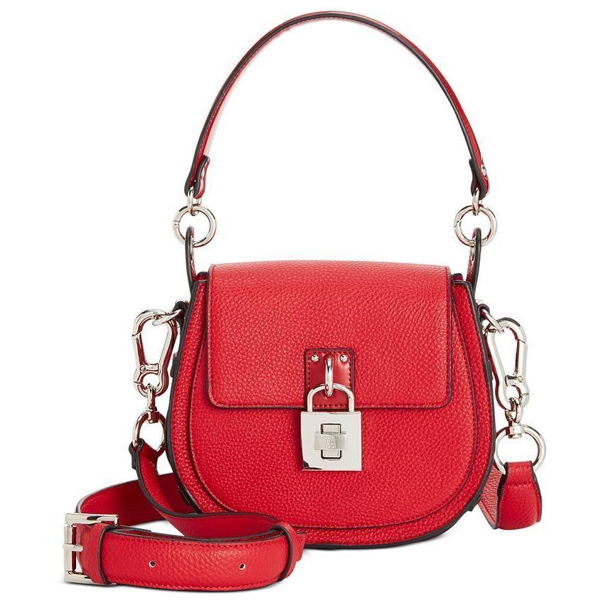 Steve Madden Belt Bag Shoulder Bag Bucket Tote X-body Handbags Aubree Padlock Crossbody - Red/Silver