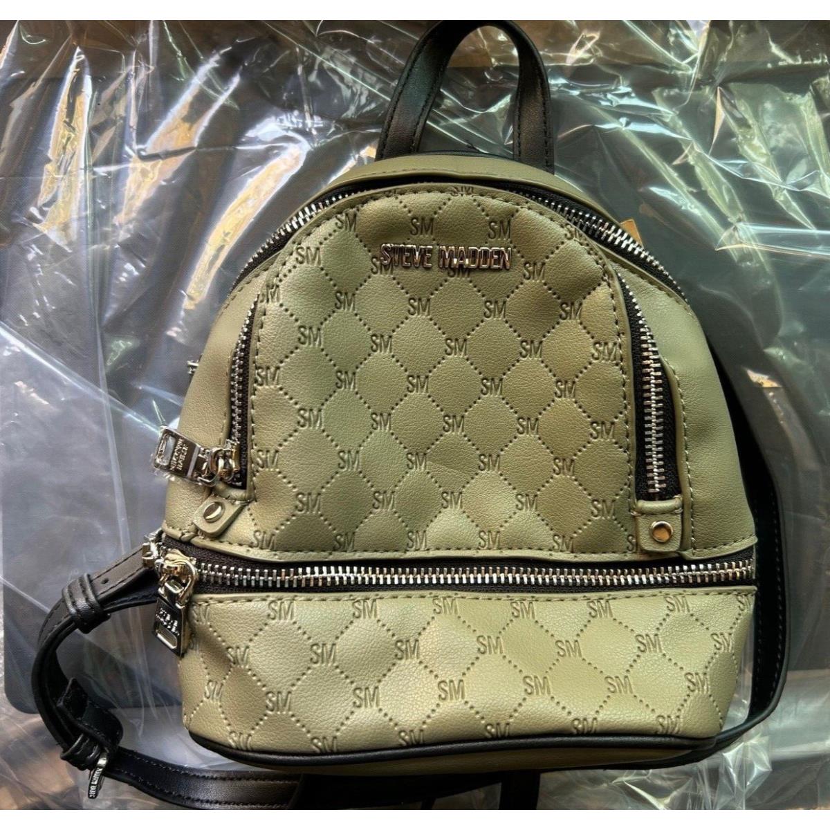 Steve Madden Jacki Convertible Logo Backpack Green Silver