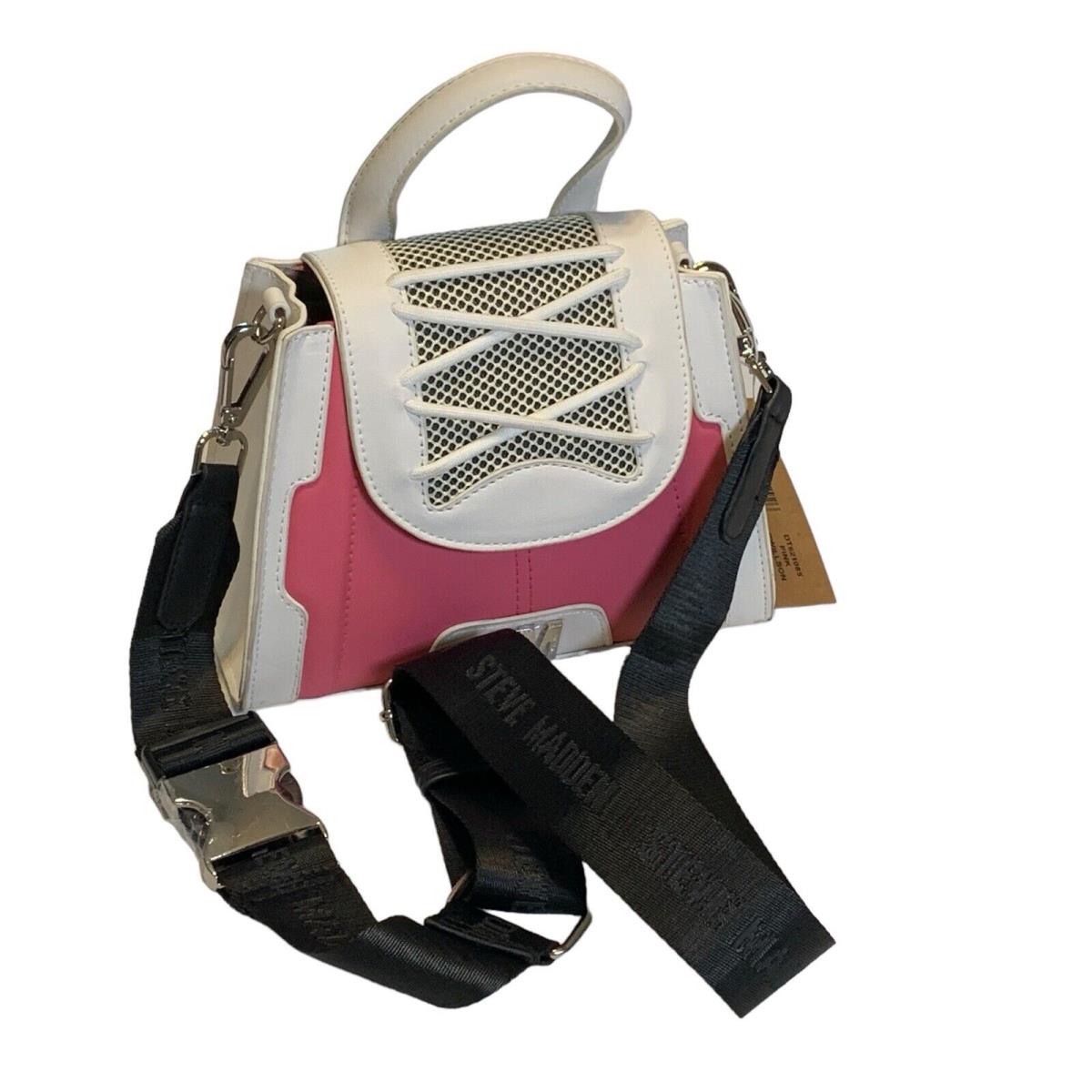 Steve Madden Bwillson Crossbody Satchel Handbag Pink White Guitar Strap