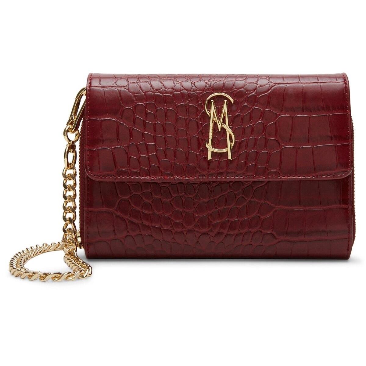 Steve Madden Women`s Carina Croc Embossed Crossbody Wallet Wine Gold