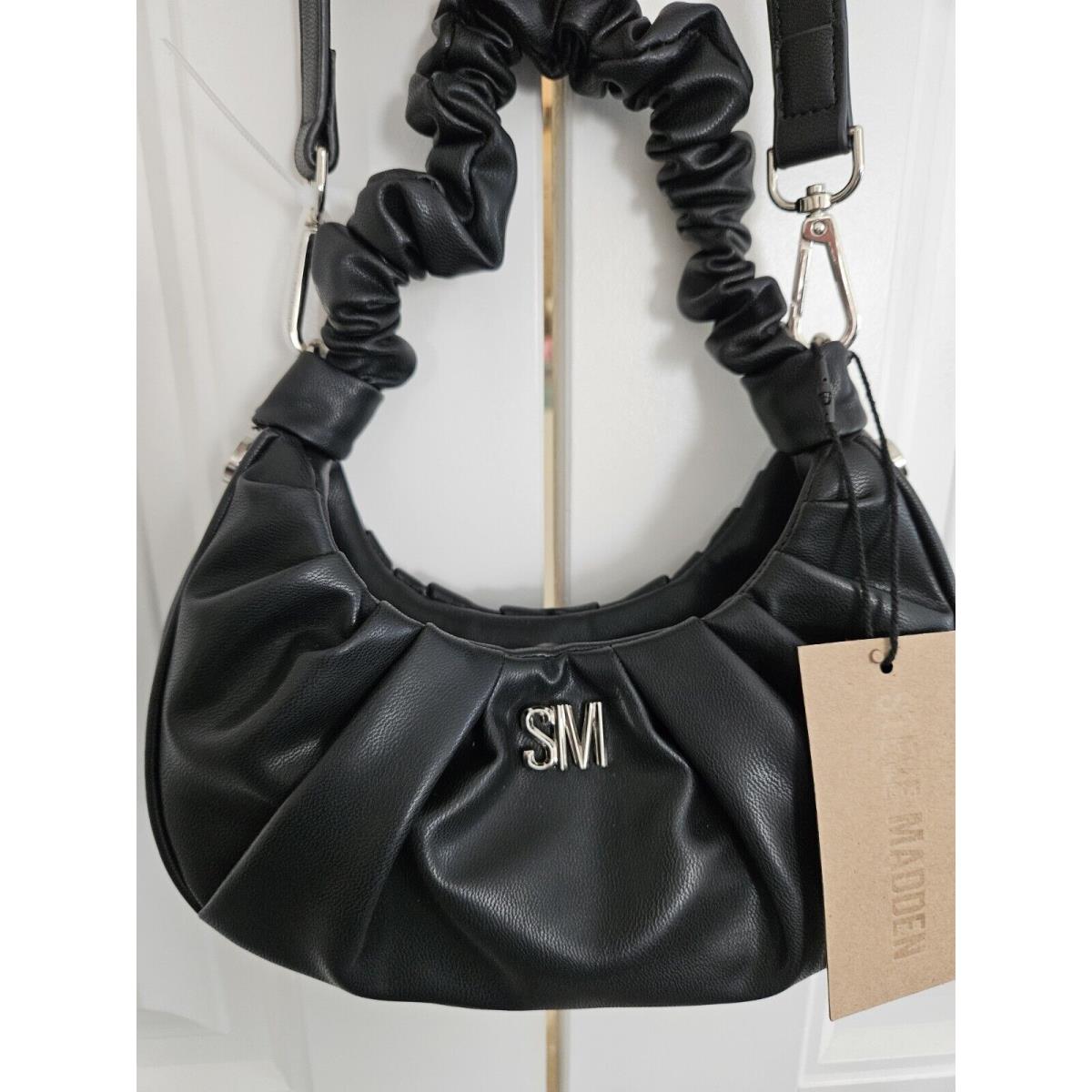 Steve Madden Black Ruched Strap Hobo Detachable Crossbody Corinne