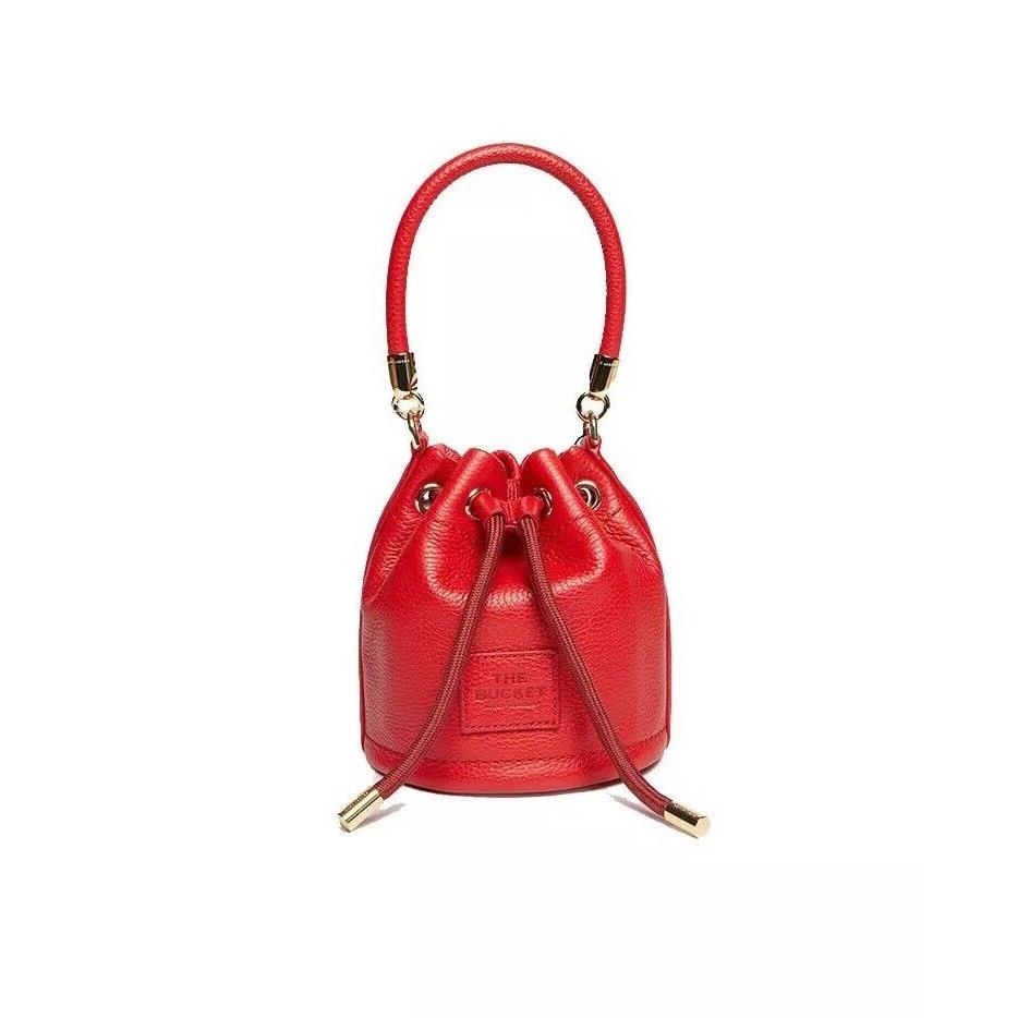 Marc Jacobs The Micro True Red Leather Bucket Bag Crossbody Purse H657L01RE22