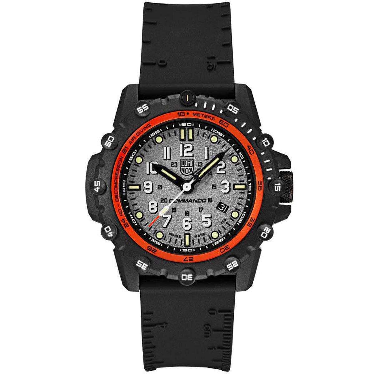 Luminox Commando Frogman Men`s Watch Quartz Grey Dial Black Rubber Strap 3301