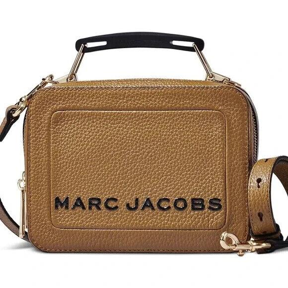 Marc Jacobs Women S The Box Leather Logo Top Handle Crossbody Golden Brown