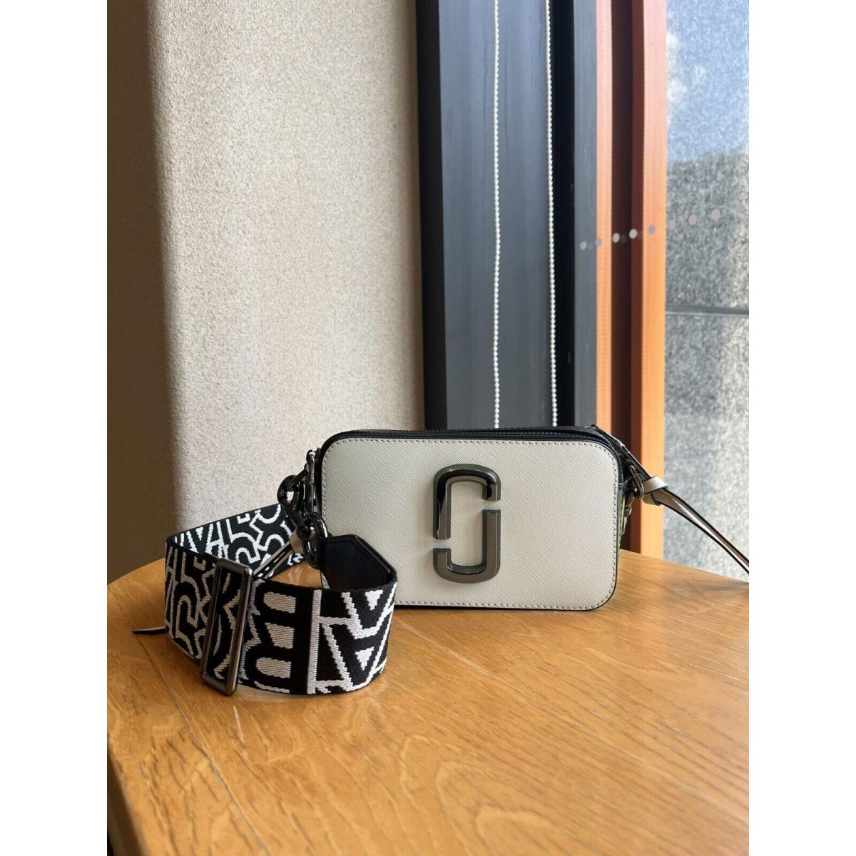 Marc Jacobs Snapshot Small Leather Camera Bag Crossbody Bi-color Black White