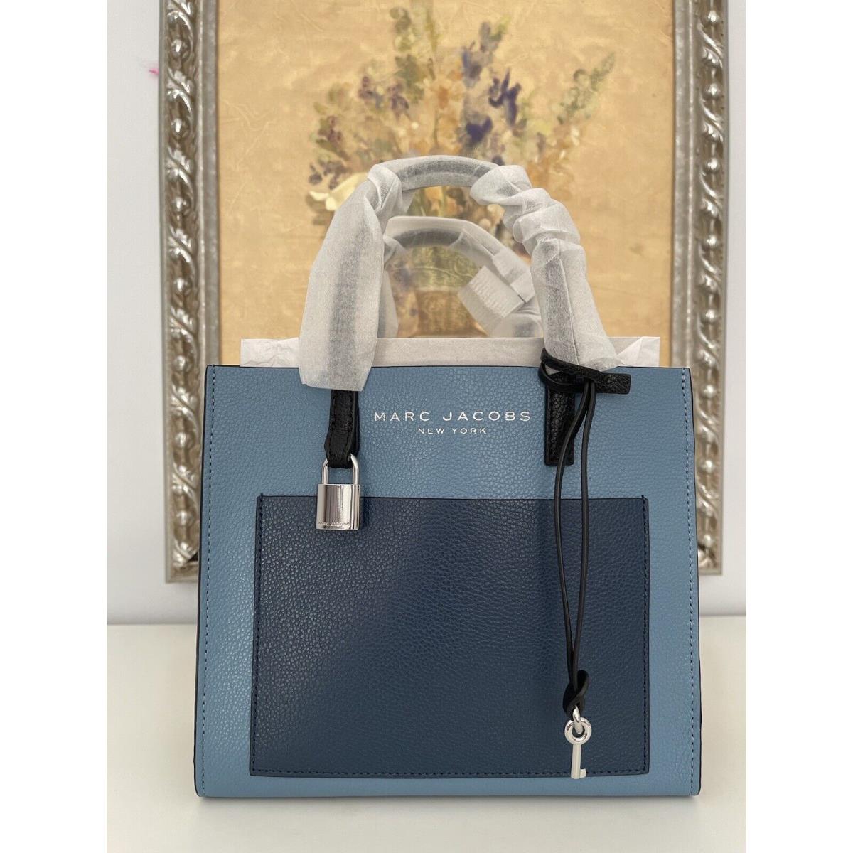 Marc Jacobs Grind Mini Blue Heaven Colorblock Leather Tote Crossbody Bag Purse