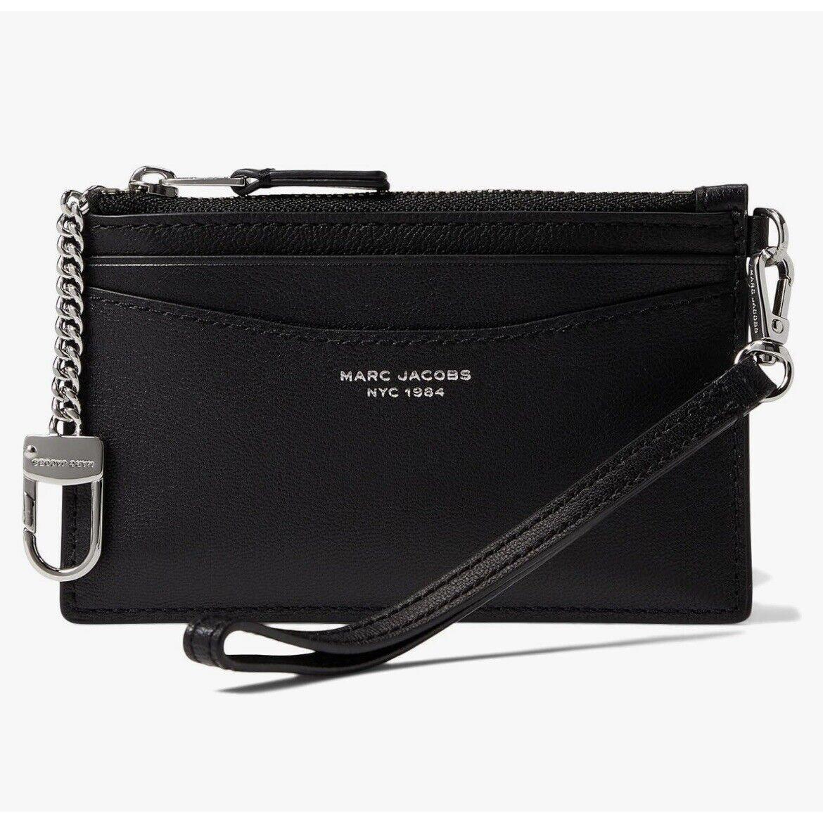 Marc Jacobs S176L03FA22-001 The Top Zip Wristlet Wallet Black Silver One Size